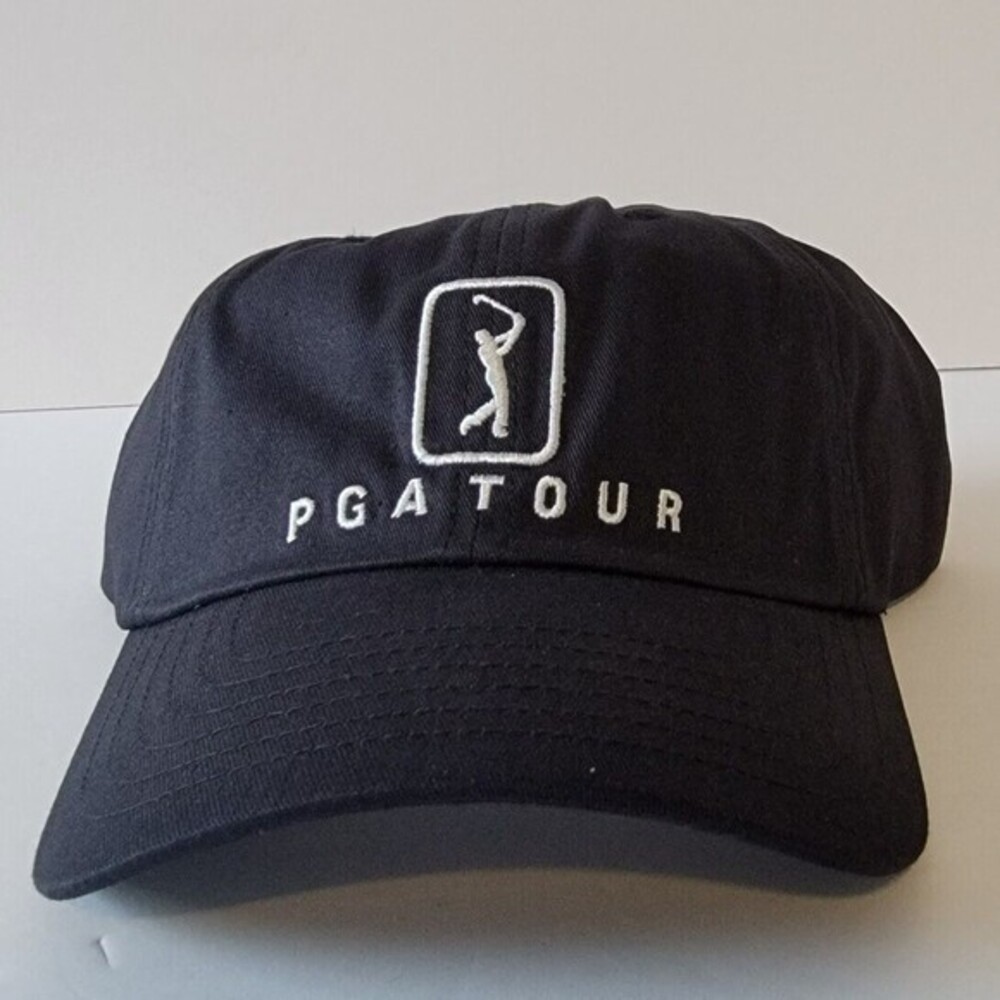PGA Tour Golf Cap Adjustable Hat Men's Caviar Black New